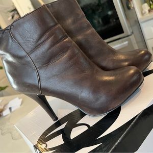 Nine West- brown leather platform heel boot. Used a few times
